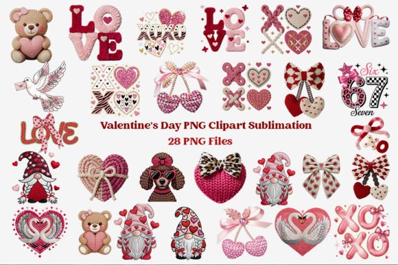 Download Faux Yarn Crochet Valentine PNG Bundle - Valentine png bundle Collection