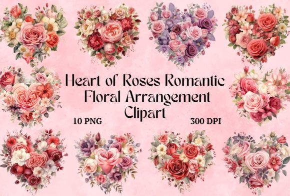 Download Heart Roses Romantic Floral Arrangement - Floral Collection