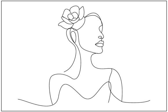 Download Romantic Floral Woman Line Art - Floral Collection