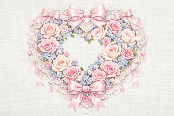 Download Coquette Floral Heart Bow PNG - Floral Collection