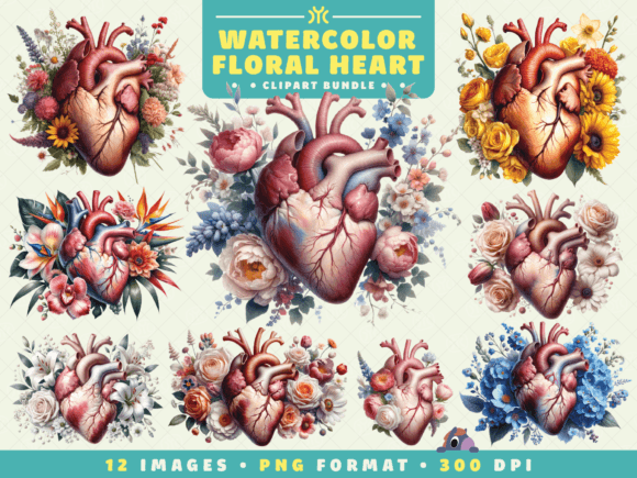 Download Watercolor Floral Heart Clipart - Floral Collection