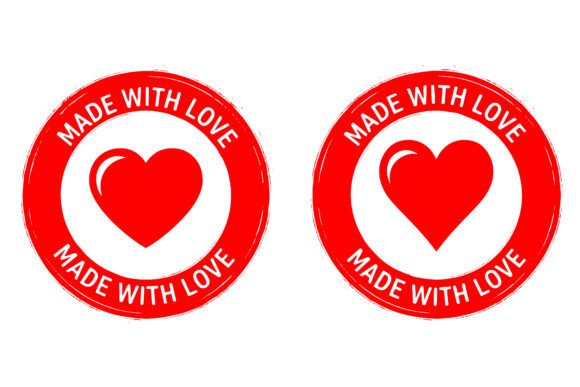 Download Two Red Circular Stamps with Heart and M - Premium Resources