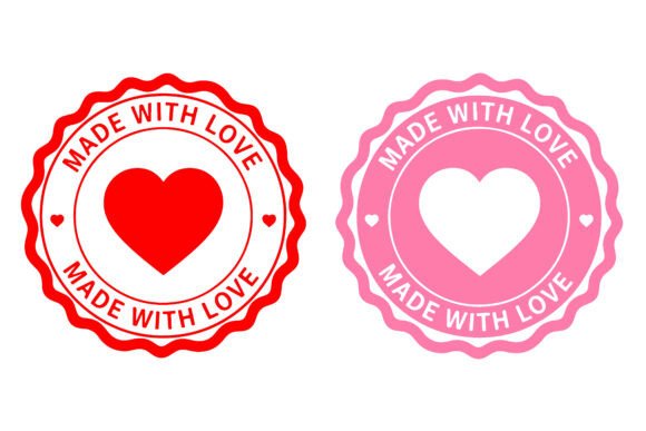 Download Two Heart Shaped Made with Love Seals - Premium Resources