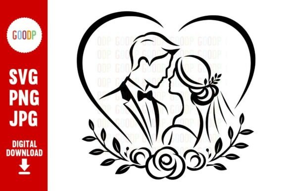 Download Wedding Couple Heart Floral SVG - Floral Collection