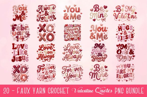 Download Faux Yarn Crochet Valentine PNG Bundle - Valentine png bundle Collection