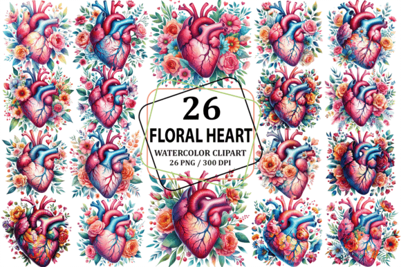 Download Anatomical Floral Heart Clipart Design - Floral Collection